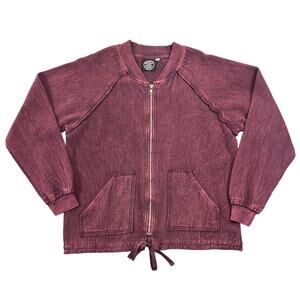 Vintage 90s Produce Company Burgundy Zip Up Sweatshirt USA Made - M